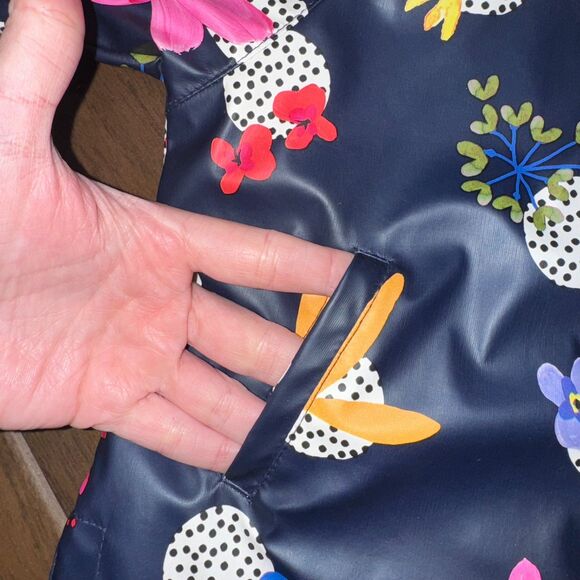 Catimini Girl's Blue Floral Print Rain Zip Up Hooded Jacket Coat 18M - Picture 5 of 10